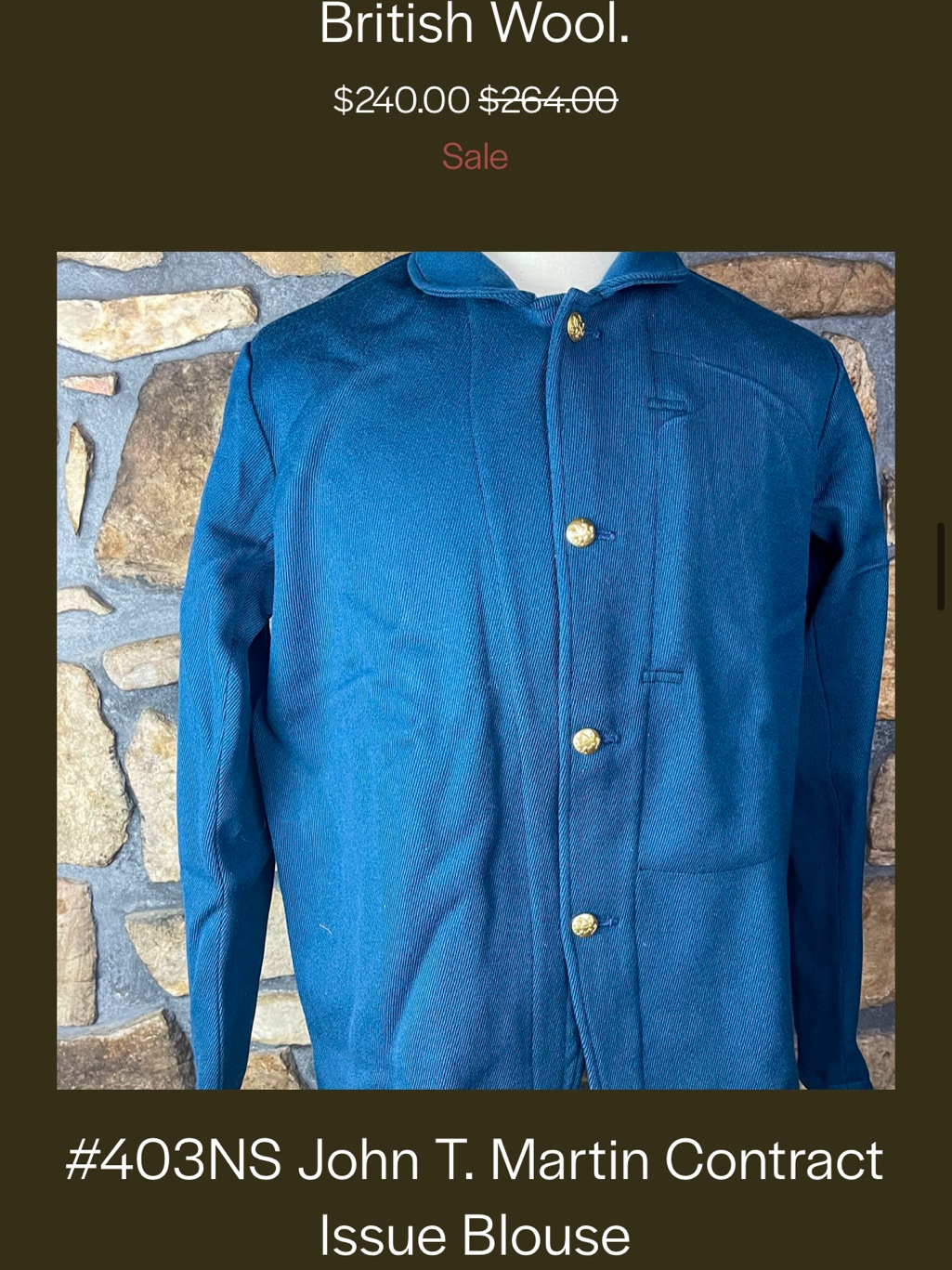 Contract Issue Menâs Wool Blouse Jacket - Navy Blue